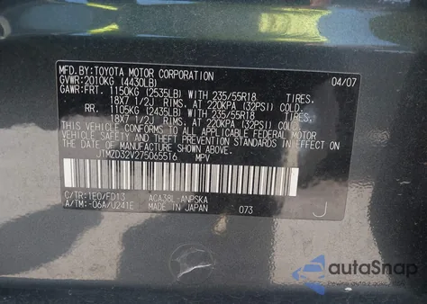 2007 Toyota Rav4 Sport from USA, damaged, VIN JTMZD32V275065516